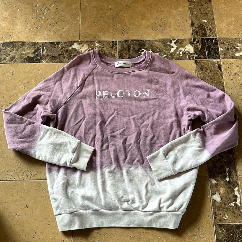 Peloton purple and white sweatshirt size medium